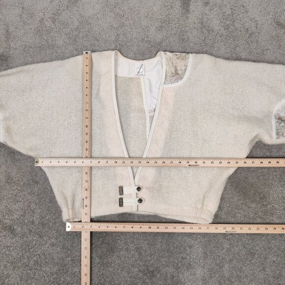 Le Blanc Mouton Women's Sweater One Size Beige Mohair Wool Dolman Sleeve Cropped - Picture 11 of 13